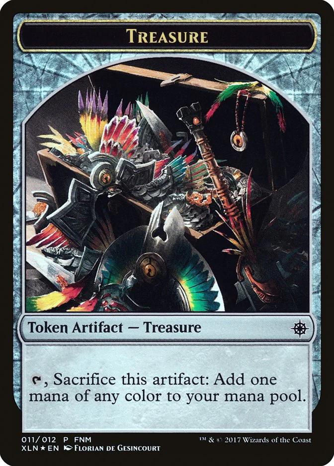 Dinosaur // Treasure Double-Sided Token [Friday Night Magic 2017] - Image 2