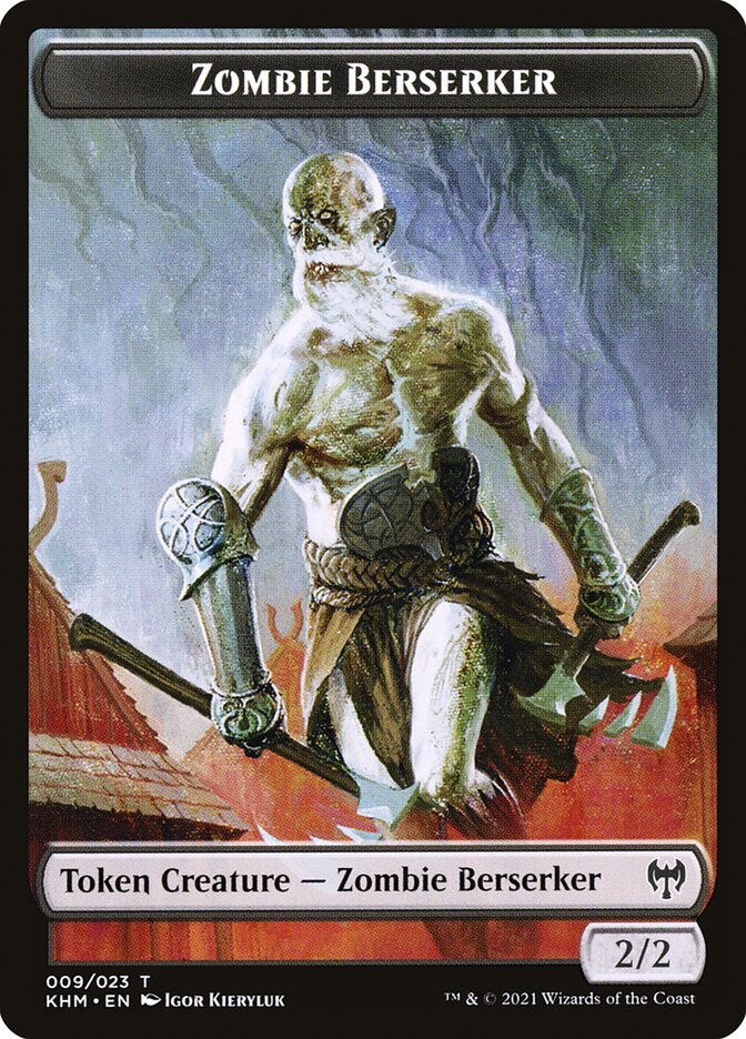 Human Warrior // Zombie Berserker Double-Sided Token [Kaldheim Tokens] - Image 2