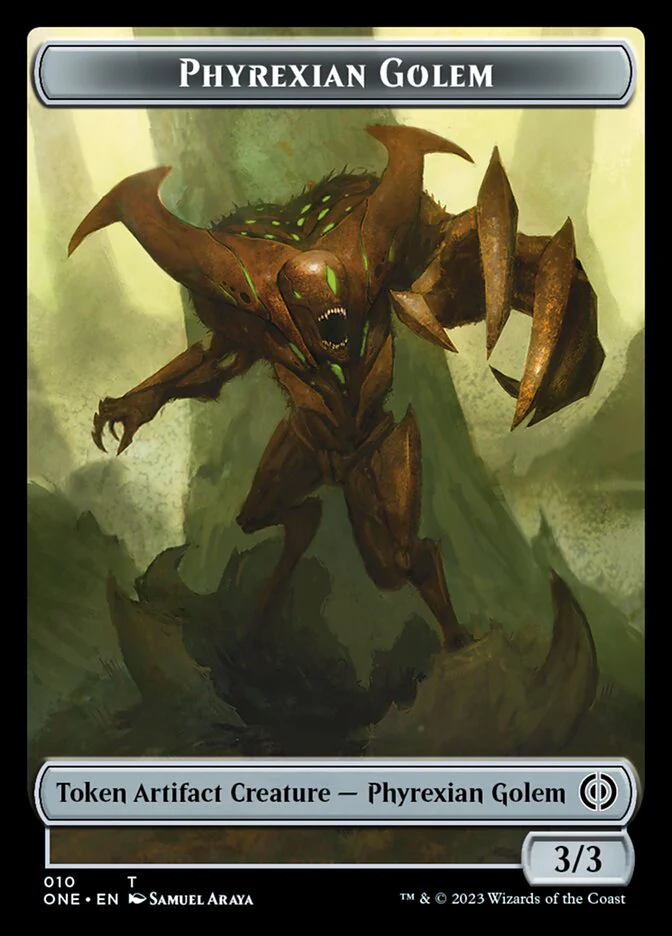 Rebel // Phyrexian Golem Double-Sided Token [Phyrexia: All Will Be One Tokens] - Image 2