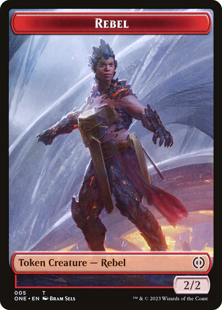 Rebel // Phyrexian Horror (007) Double-Sided Token [Phyrexia: All Will Be One Tokens] - Image 3
