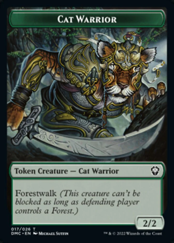 Saproling // Cat Warrior Double-Sided Token [Dominaria United Tokens] - Image 2