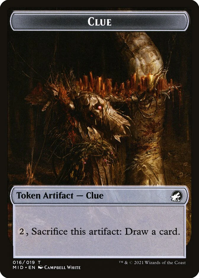 Wolf (014) // Clue (016) Double-Sided Token [Challenger Decks 2022 Tokens] - Image 2