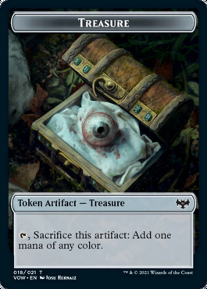 Zombie (008) // Treasure Double-Sided Token [Innistrad: Crimson Vow Tokens] - Image 2